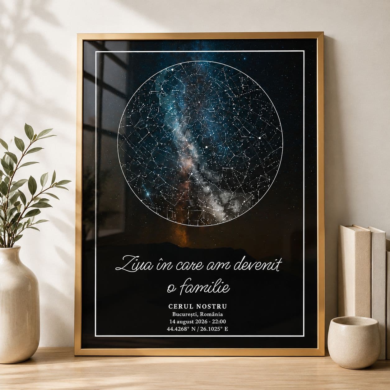 Tablou hartă stelară personalizată