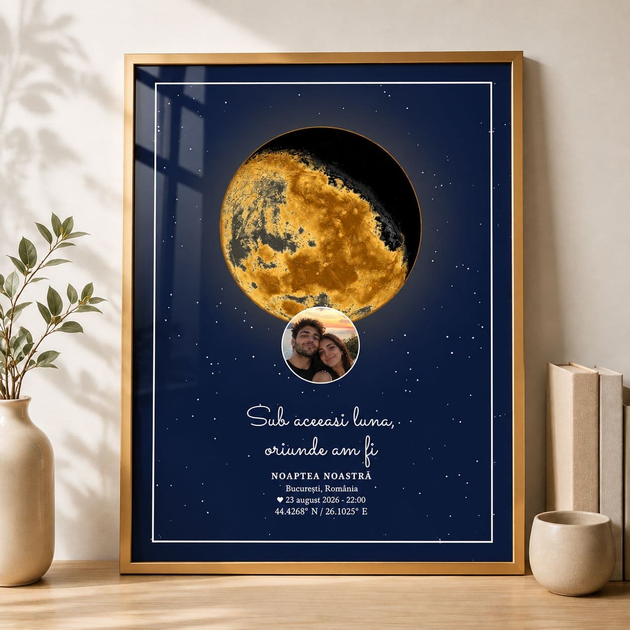 Tablou cu faza lunii personalizat